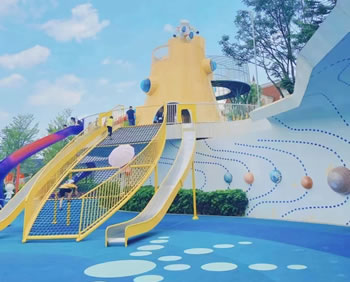 陸地大型航母造型組合滑梯定制