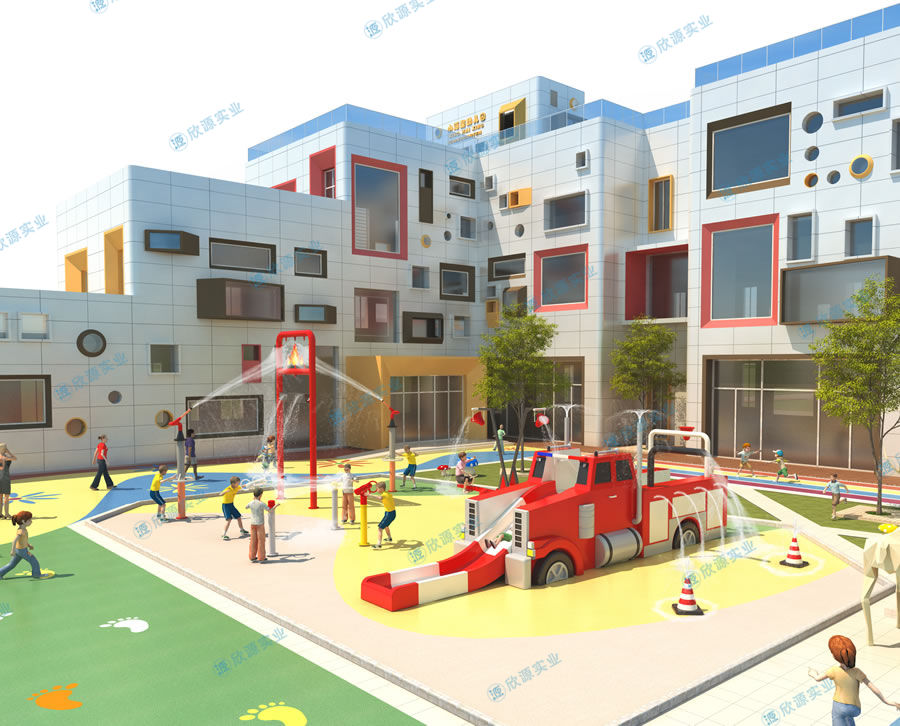 消防車造型水上組合滑梯