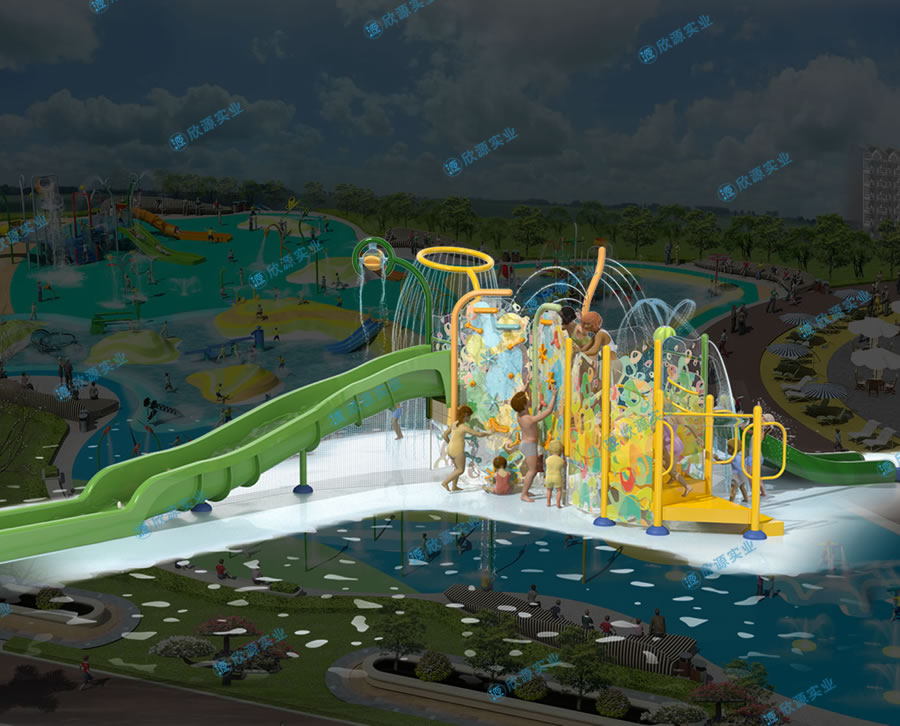 雙滑道水上滑梯組合