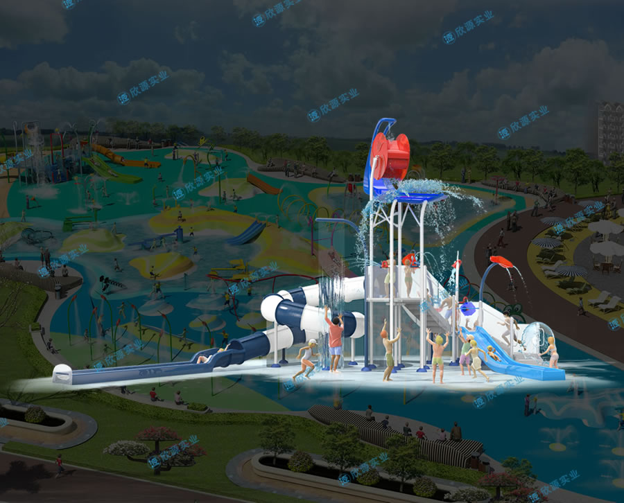 水上兒童公園滑梯組合平臺