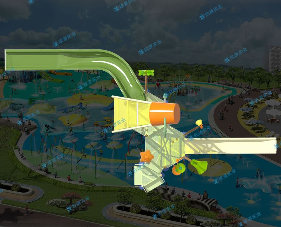 水上樂園倒水桶滑梯組合