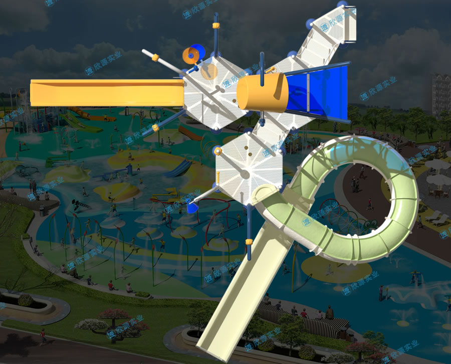 水上樂園兒童滑滑梯組合