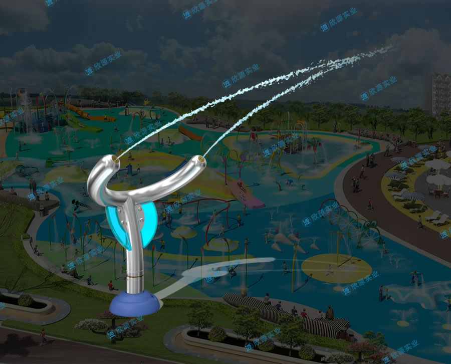 噴水雙竹炮戲水小品